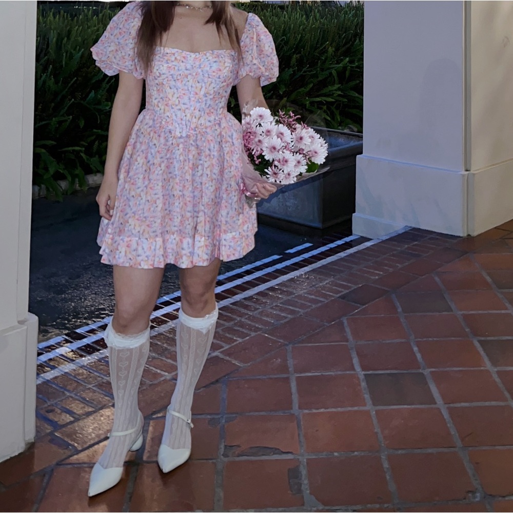 Revolve Bardot Kiah Spring Floral Corset Mini Dress